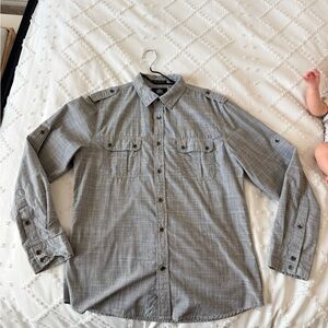 Rock & Republic Gray Plaid Casual Button-Down Shirt